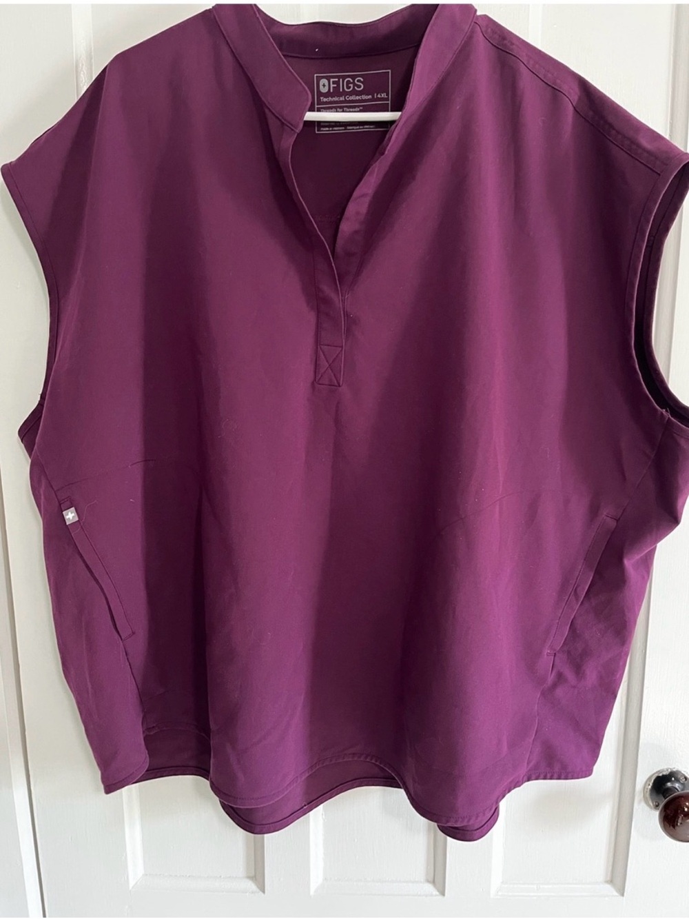 FIGS Sleeveless V-Neck Tank Top in Plum Wine